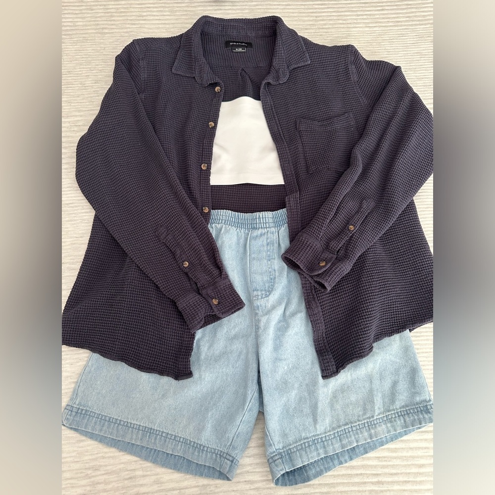 Cotton On Garments Navy Long Sleeves Button Up